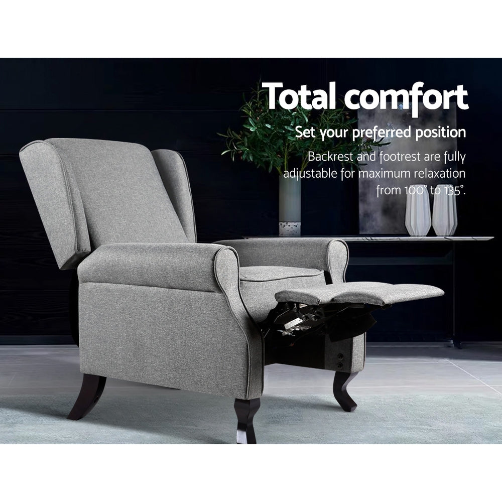 Domini Recliner Armchair - Grey Fabric