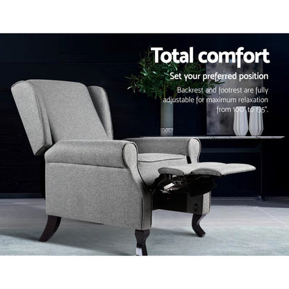 Domini Recliner Armchair - Grey Fabric