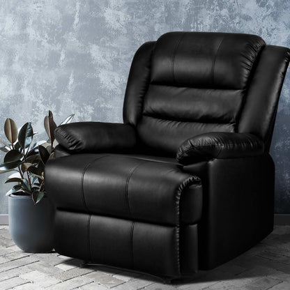 Cissy Recliner Chair Leather - Black