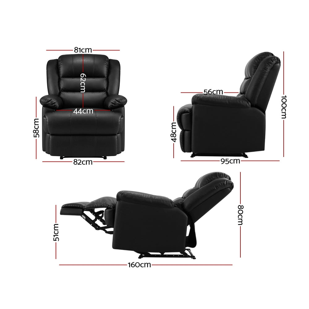 Cissy Recliner Chair Leather - Black