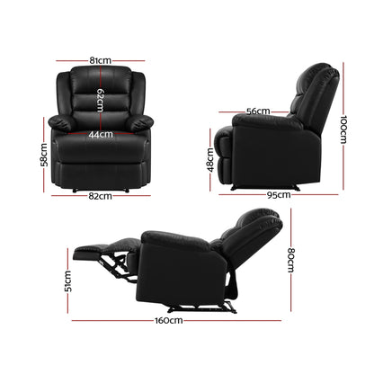 Cissy Recliner Chair Leather - Black