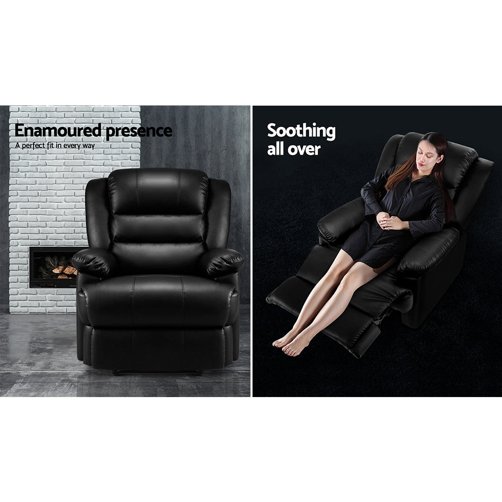Cissy Recliner Chair Leather - Black