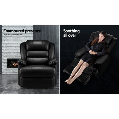 Cissy Recliner Chair Leather - Black