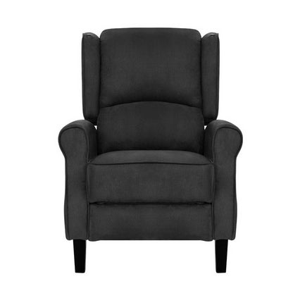 Recliner Chair Adjustable Sofa Lounge Soft Suede Armchair - Charcoal