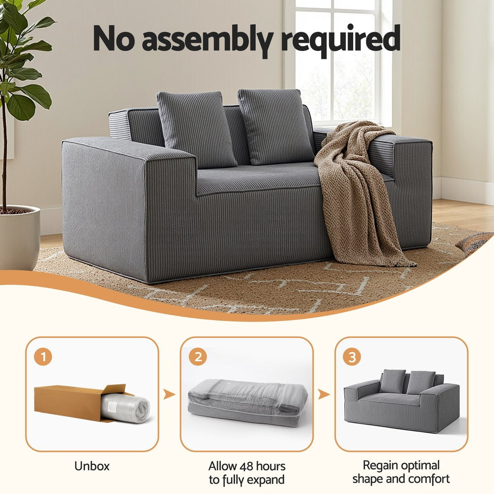 Loveseat 2-Seater Sofa - Grey
