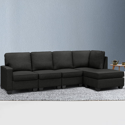5-seater Modular Sofa Chaise Set - Dark Grey