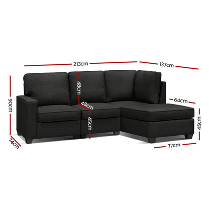 4-Seater Modular Sofa Chaise Set - Dark Grey