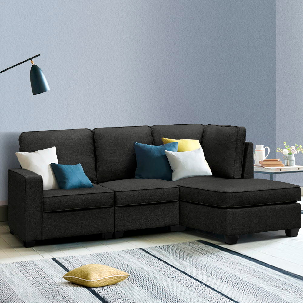 4-Seater Modular Sofa Chaise Set - Dark Grey