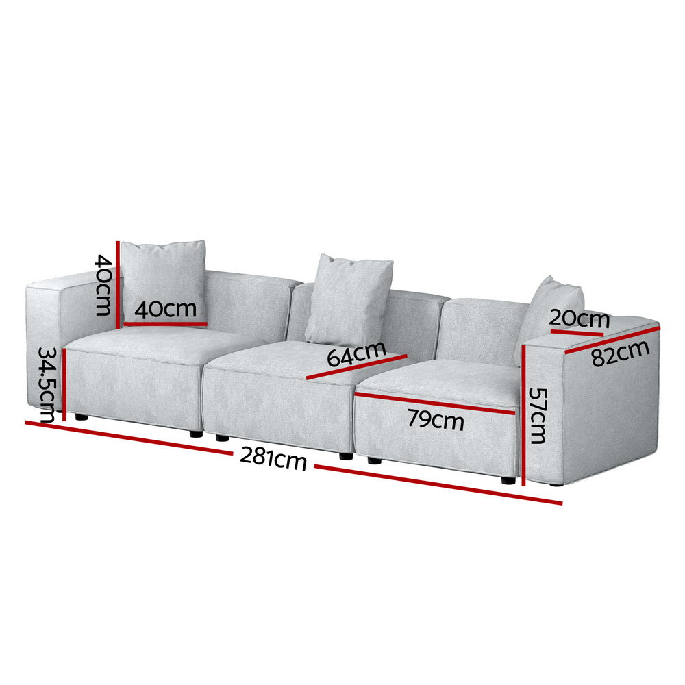 Alvin Modular Sofa Chaise Set 3-Seater - Grey