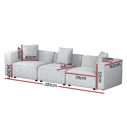 Alvin Modular Sofa Chaise Set 3-Seater - Grey