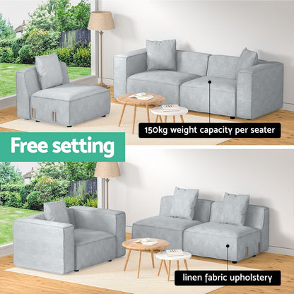 Alvin Modular Sofa Chaise Set 3-Seater - Grey