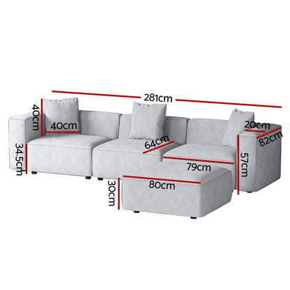 Alvin Modular Sofa Chaise Set 4-Seater - Grey