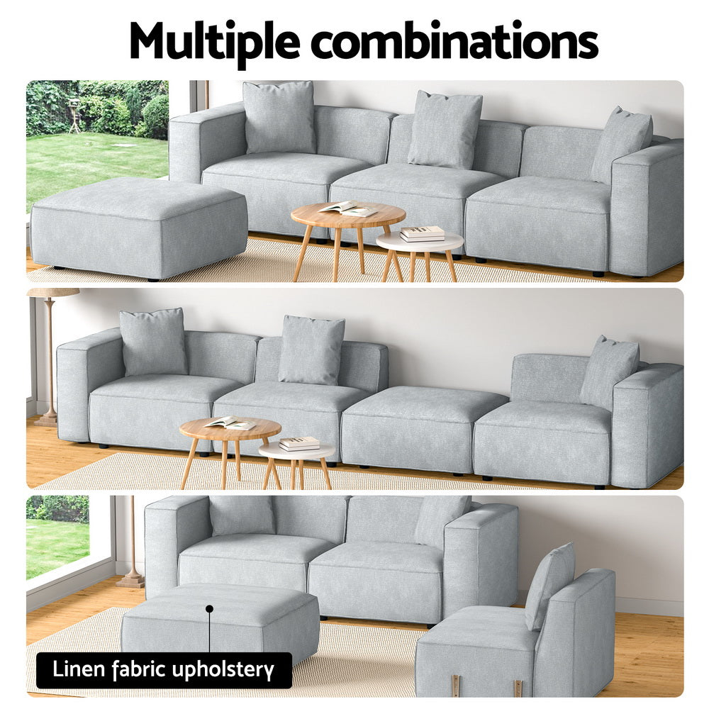 Alvin Modular Sofa Chaise Set 4-Seater - Grey