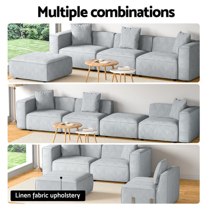 Alvin Modular Sofa Chaise Set 4-Seater - Grey