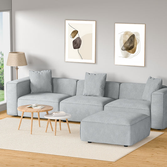 Alvin Modular Sofa Chaise Set 4-Seater - Grey