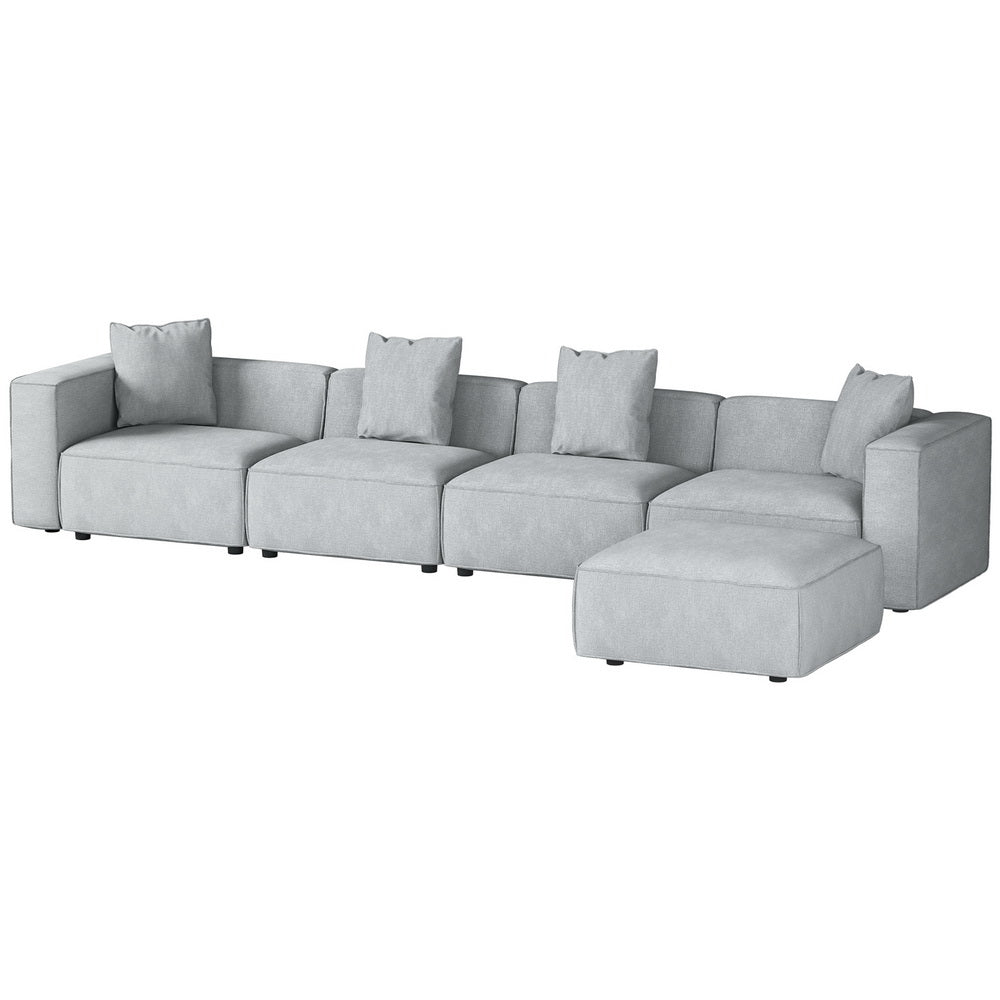 Alvin Modular Sofa Chaise Set 5-Seater - Grey