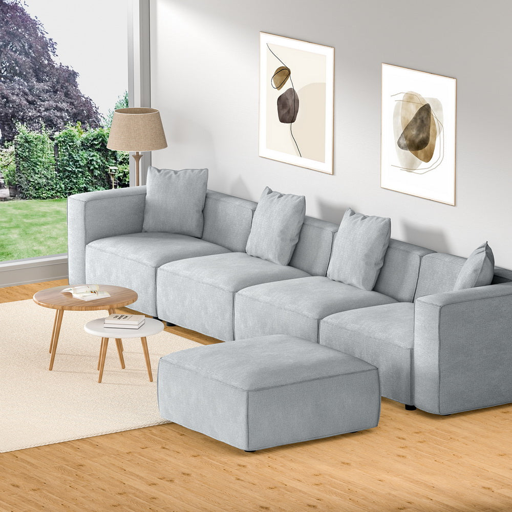 Alvin Modular Sofa Chaise Set 5-Seater - Grey
