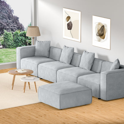 Alvin Modular Sofa Chaise Set 5-Seater - Grey