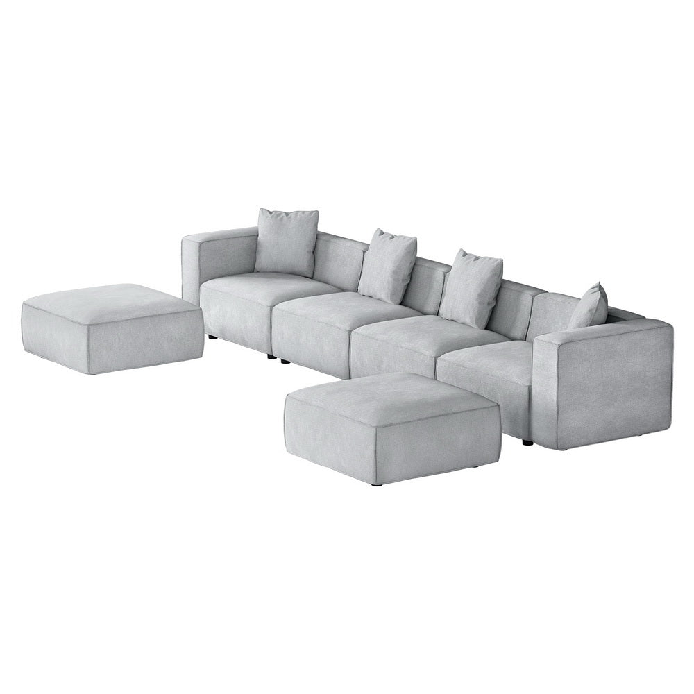 Alvin Modular Sofa Chaise Set 6-Seater - Grey
