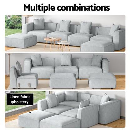 Alvin Modular Sofa Chaise Set 6-Seater - Grey