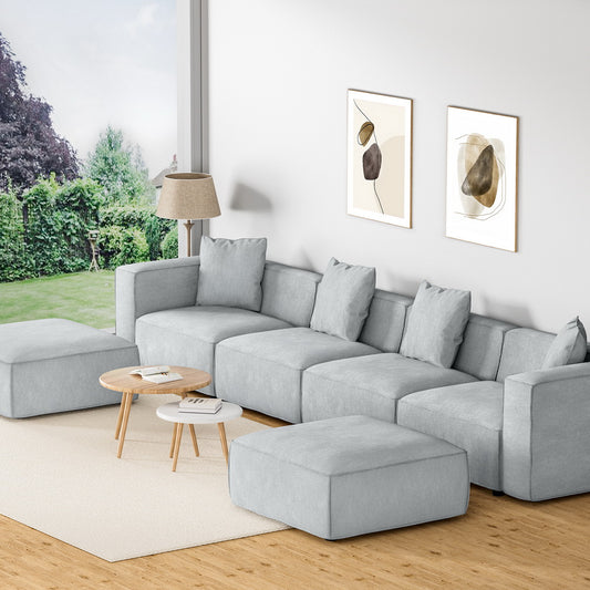 Alvin Modular Sofa Chaise Set 6-Seater - Grey