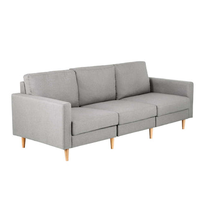 3-Seater Sofa 225cm Linen Fabric - Grey