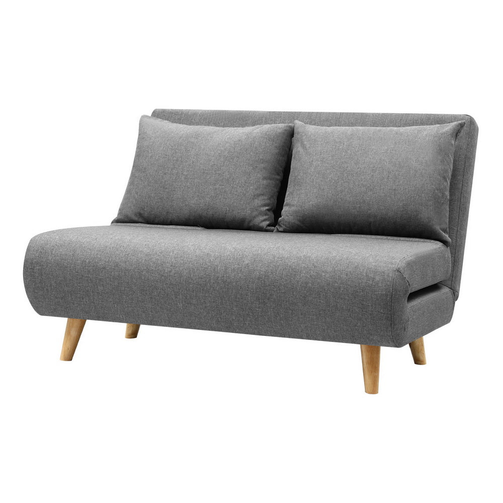 2-Seater Sofa Bed Convertible Couch - Linen Grey