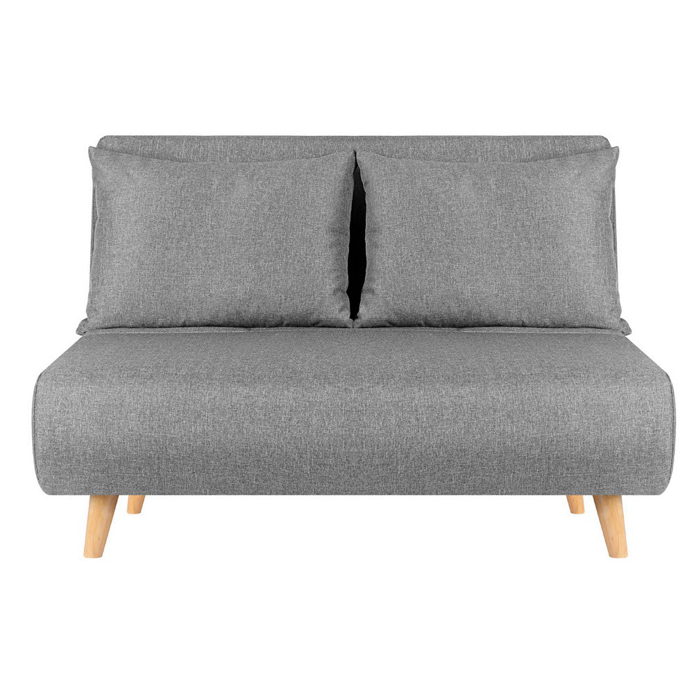 2-Seater Sofa Bed Convertible Couch - Linen Grey
