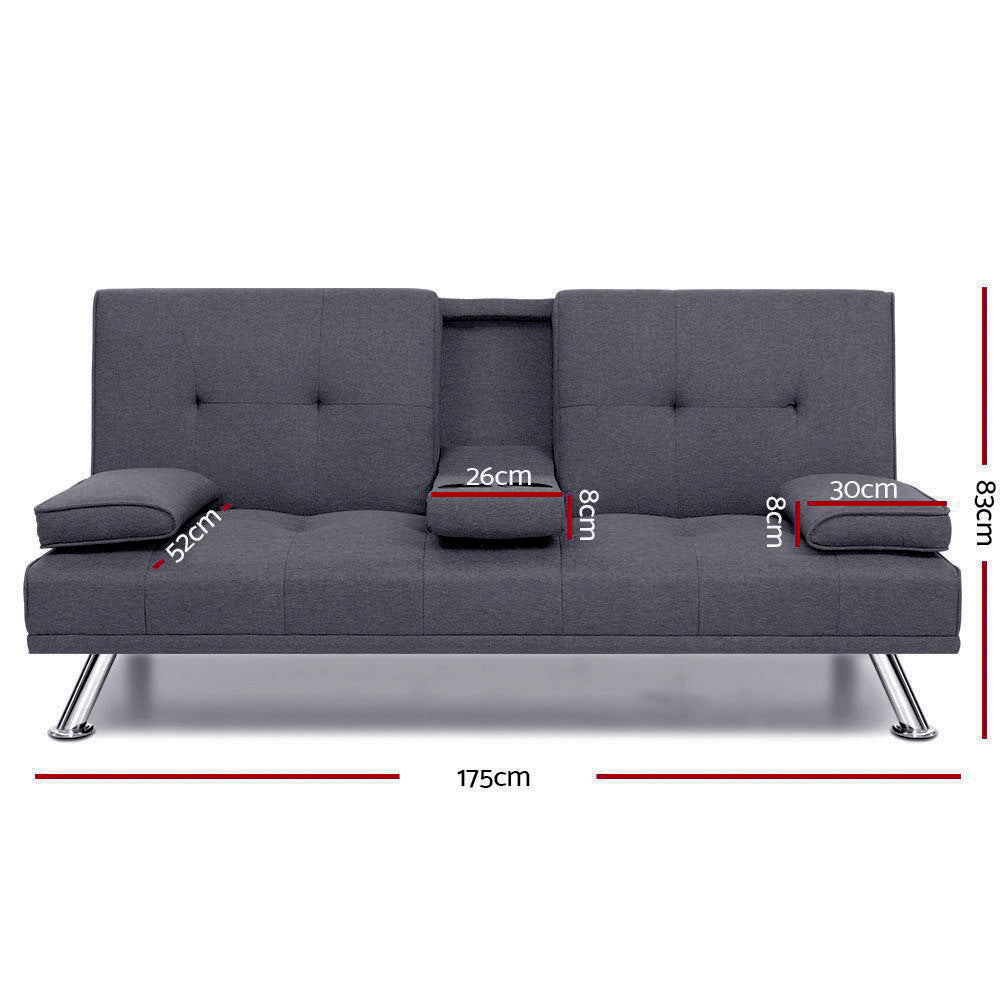 3-Seater Sofa Bed 175CM - Dark Grey