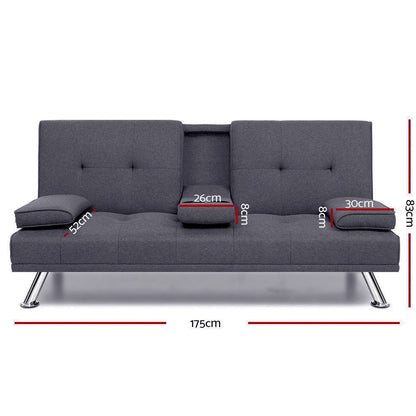3-Seater Sofa Bed 175CM - Dark Grey