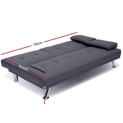 3-Seater Sofa Bed 175CM - Dark Grey