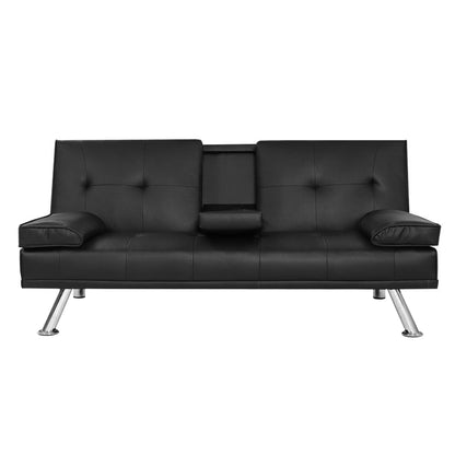 3-Seater Sofa Bed 168CM - Black PU Leather