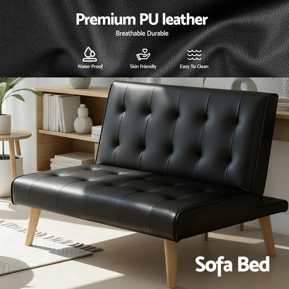 1-Seater Sofa Bed Couch Lounge - Fabric Black