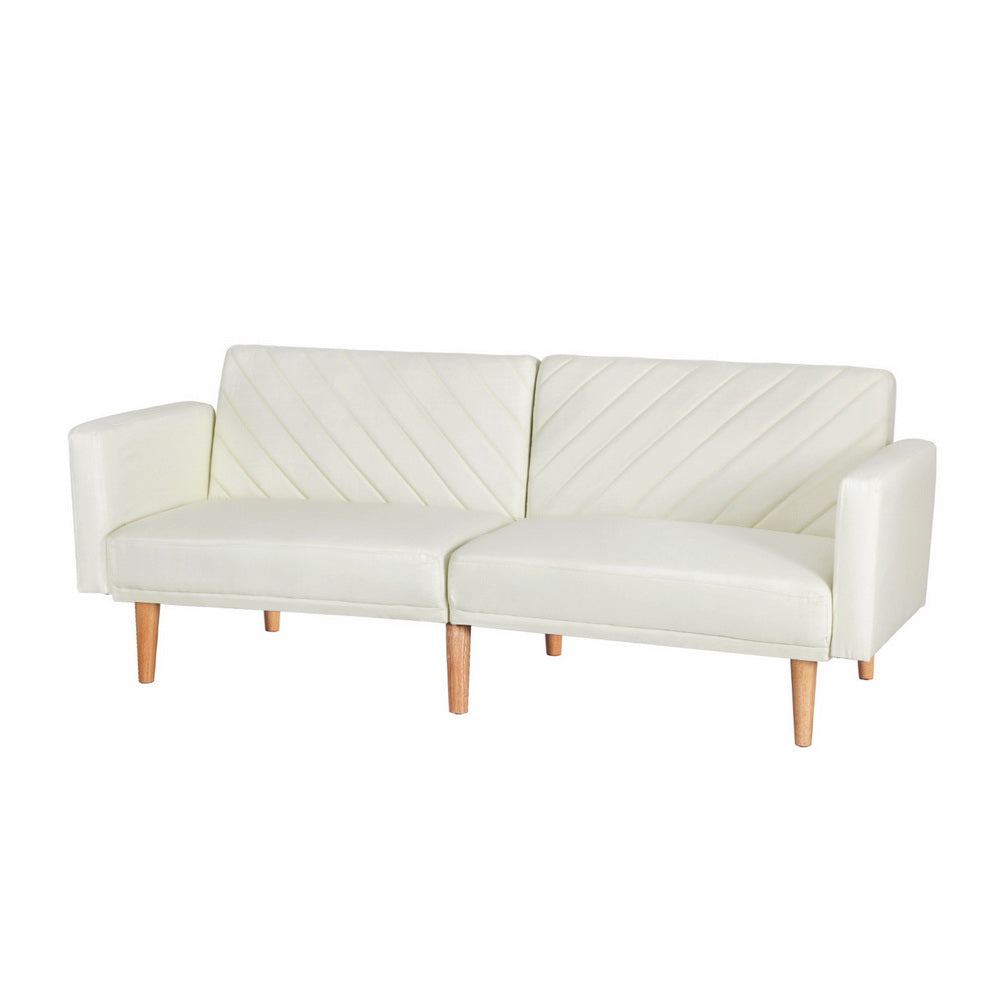 Sienna 3-Seater Sofa Bed Futon Couch - Beige