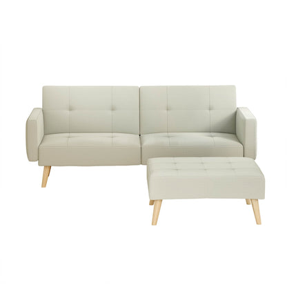 Scott Sofa Bed Lounge with Ottoman 3-Seater Fabric - Beige
