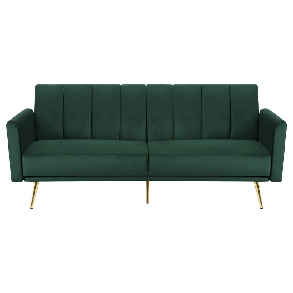 3-Seater Sofa Bed Couch Convertible Lounge in Velvet - Green