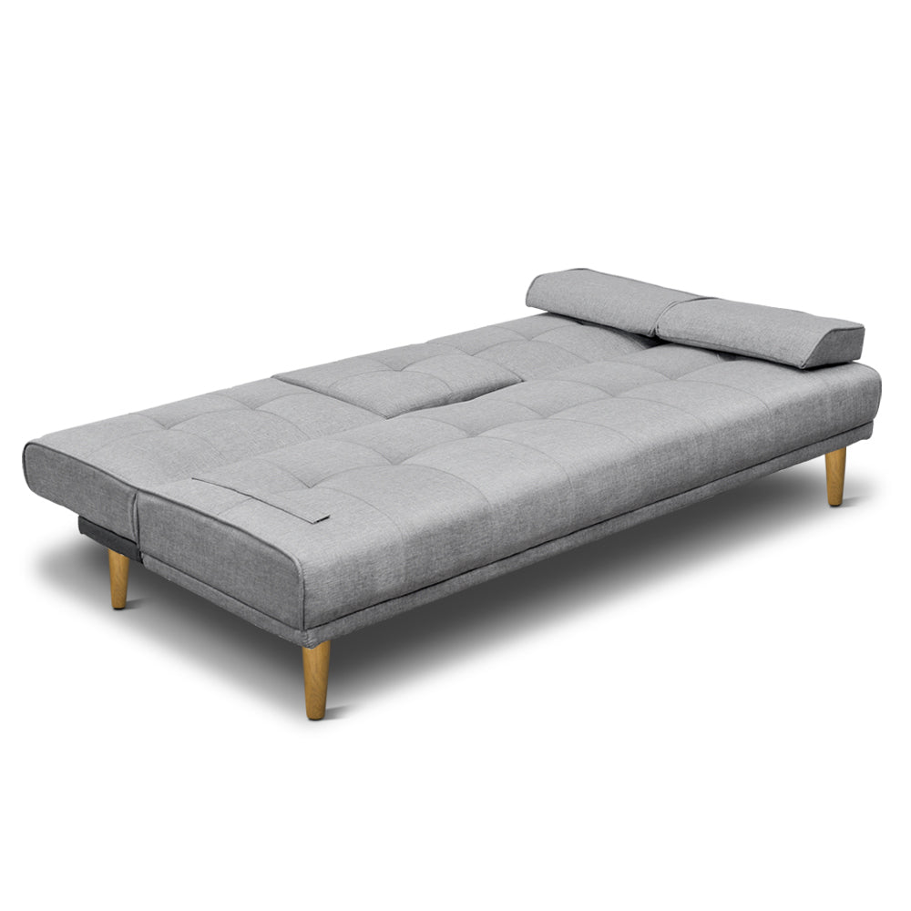 Sofa Bed 188CM Faux Linen - Grey