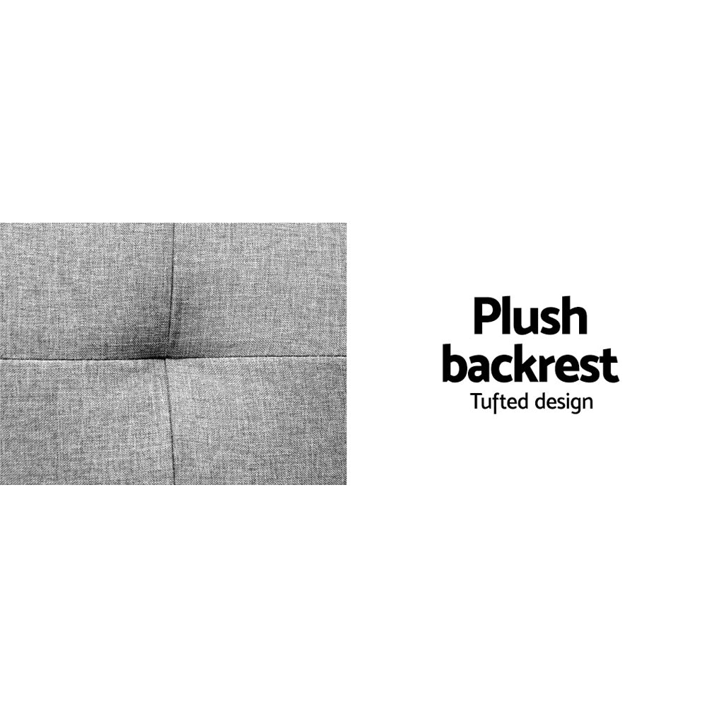 Sofa Bed 188CM Faux Linen - Grey