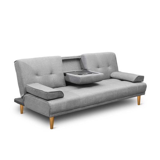 Sofa Bed 188CM Faux Linen - Grey