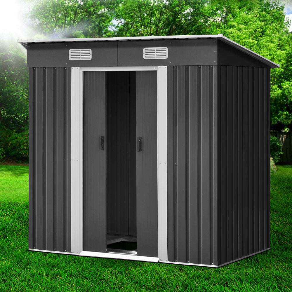 1.94x1.21M Garden Shed w/Metal Base Shed - Grey