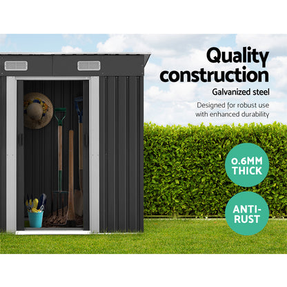 1.94x1.21M Garden Shed w/Metal Base Shed - Grey