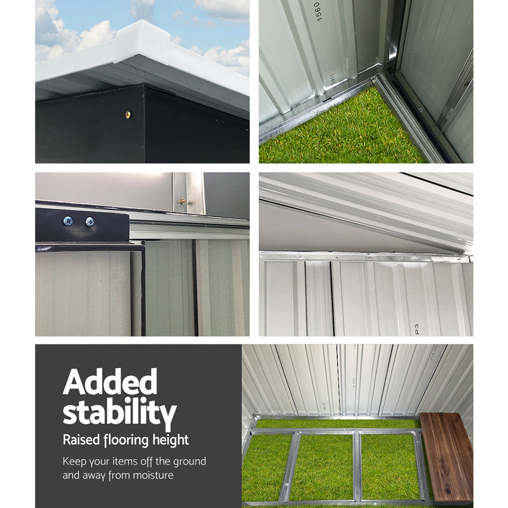1.94x1.21M Garden Shed w/Metal Base Shed - Grey