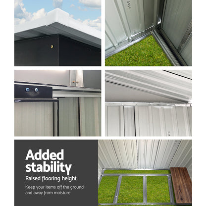 1.94x1.21M Garden Shed w/Metal Base Shed - Grey