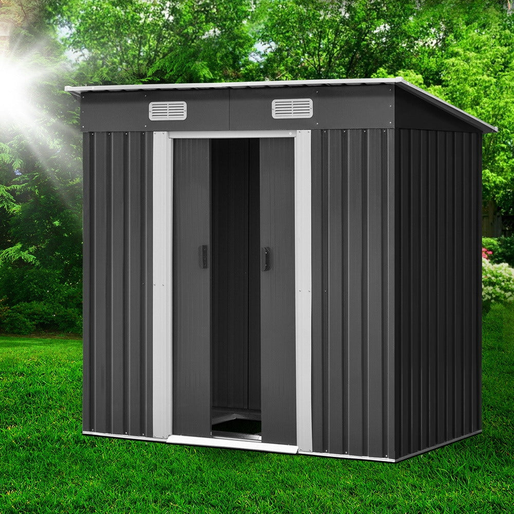 1.94x1.21M Garden Shed w/Metal Base Shed - Grey