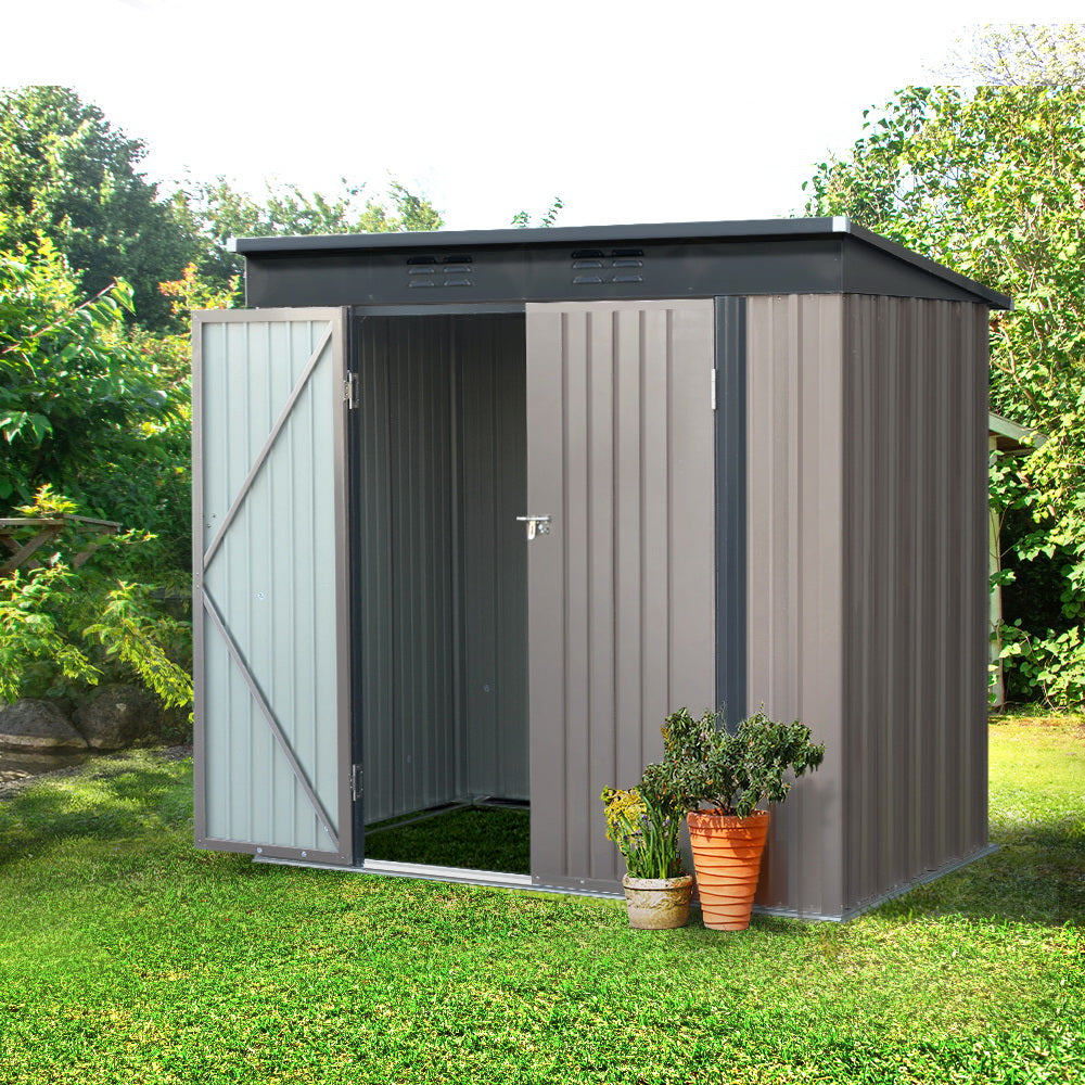 1.95x1.31M Garden Shed Double Door - Brown