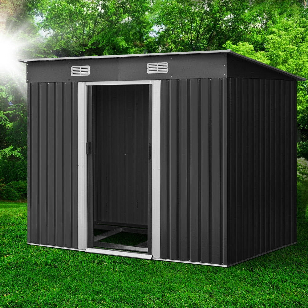 2.38x1.31M Garden Shed w/Metal Base Shed - Grey
