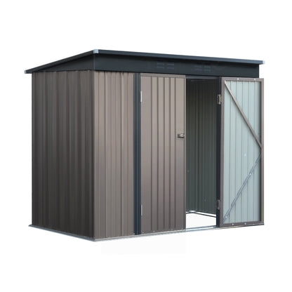 2.31x1.31M Garden Shed Double Door - Brown
