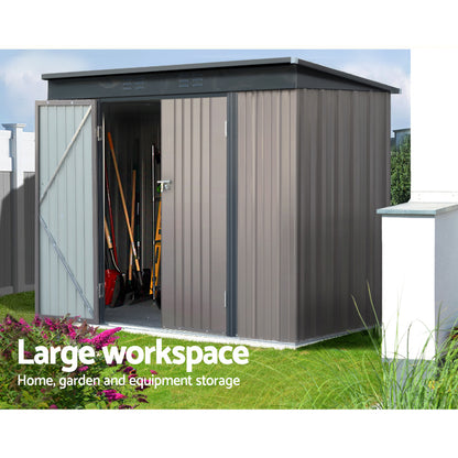 2.31x1.31M Garden Shed Double Door - Brown