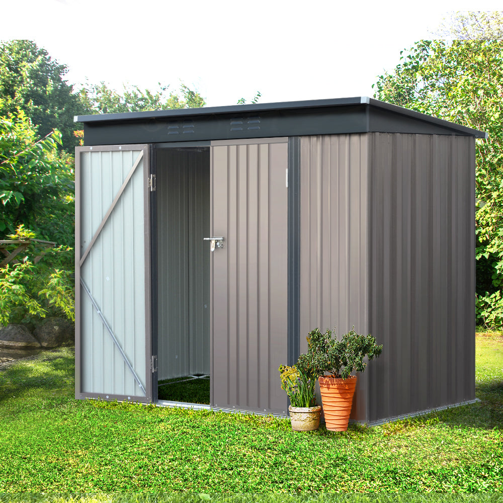 2.31x1.31M Garden Shed Double Door - Brown