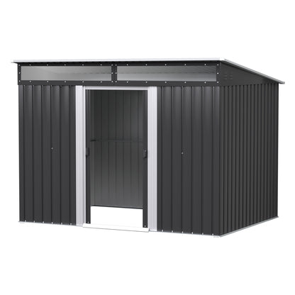 2.60x1.95M Garden Shed Outdoor Storage Tool Sheds Workshop House Shelter - Grey